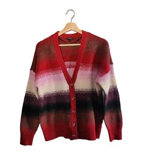 TORRID Womens Red Ombre Stripe Button Front Knit Cardigan - Size 00